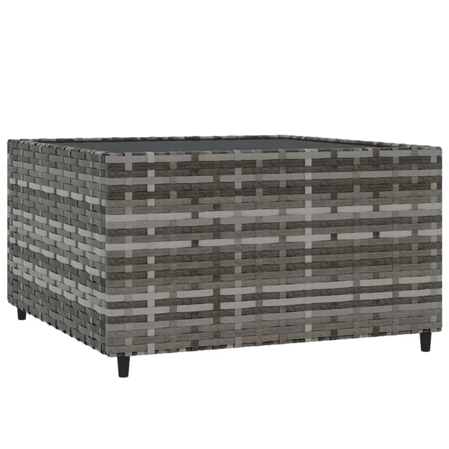 vidaXL Garten-Couchtisch aus PE-Rattan und Hartglas in Grau B/T/H: 50 x 50 x 30 cm - Bild 2