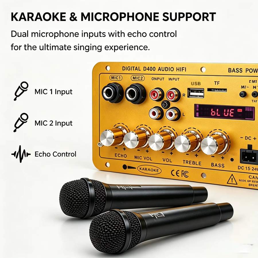 Woopker D400 Mono Bluetooth-Verstärkerplatine mit 100W Leistung in Gold - Bild 2
