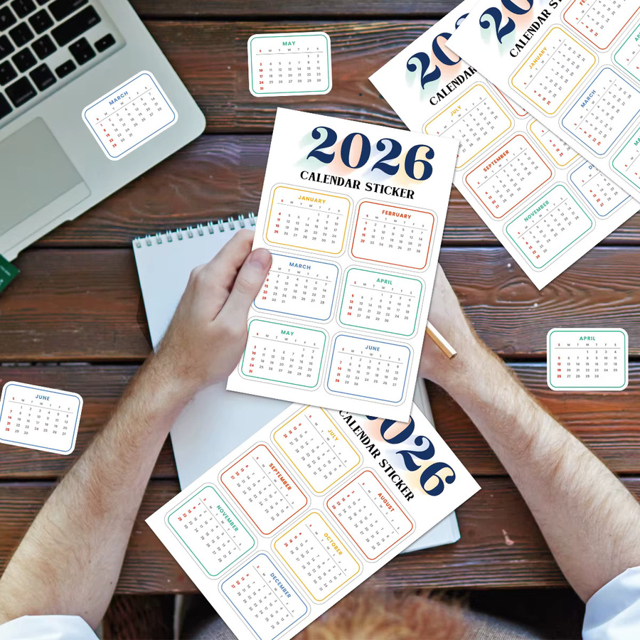 2 Stück Kalender-Aufkleber für 2026, monatliche Planungsaufkleber in Mehrfarben für Scrapbook, Tagebuch und Organisation in Schule oder Büro - Bild 2