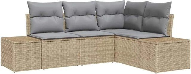 vidaXL Gartensofa-Set aus Poly-Rattan in Beige und Grau mit Polstern und Stahlgestell - Bild 1
