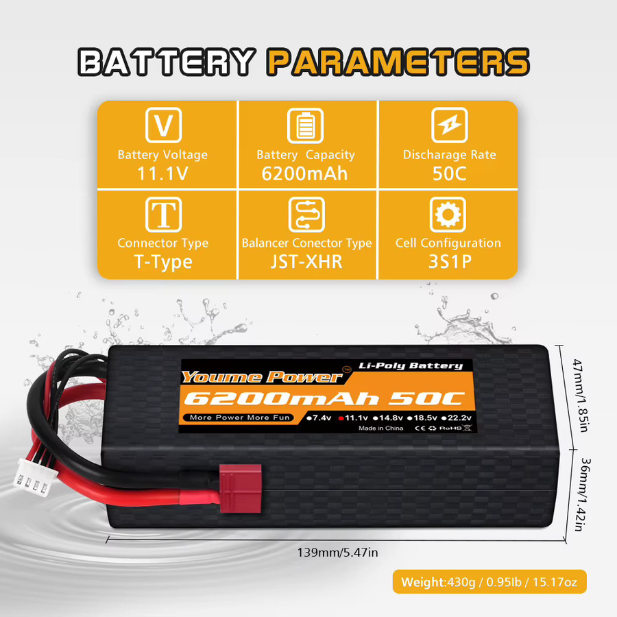 YOUME Lipo Batterie, 6200mah, Hard Case, Zubehör - Bild 4