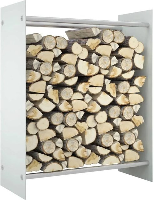 vidaXL Brennholzregal Weiß mit Hartglas, B/T/H: 80 x 35 x 100 cm - Bild 1