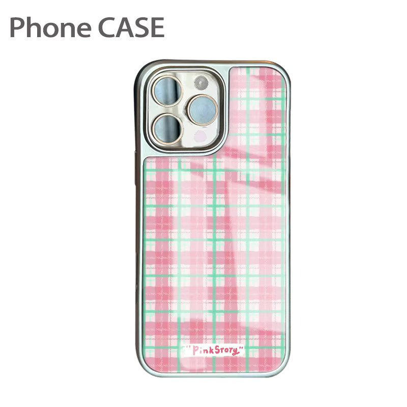 Silberne iPhone Schutzhülle mit koreanischem Gitter-Design und Epoxy-Finish für iPhone XR bis iPhone 17 Pro Max - Bild 2