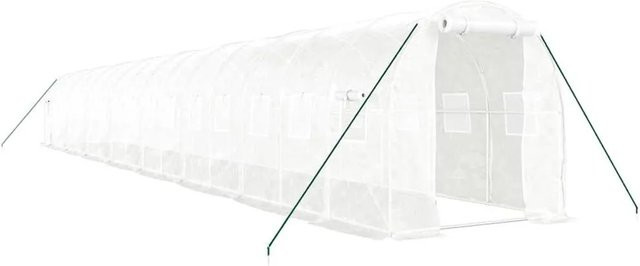 vidaXL Gewächshaus mit Stahlrahmen und Polycarbonat in Weiß, 32 m², B: 16 m, T: 2 m, H: 2 m - Bild 1