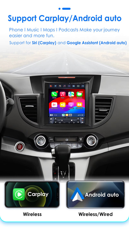 Hizpo Android Autoradio für Honda CRV CR-V 2012–2016 mit 9,7 Zoll Tesla Style Vertikalbildschirm, GPS, 4G und Bluetooth in Schwarz - Bild 3