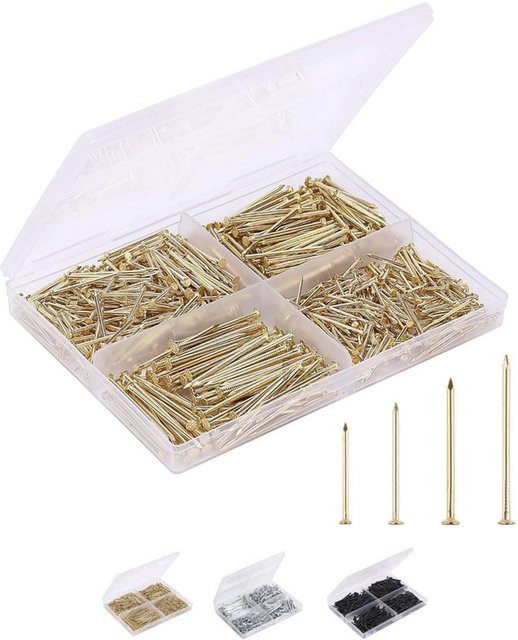 Market-4 Nagelsortiment aus Stahl in Gold, 200 Stück für Wände, Holz und Bilderrahmen - Bild 1