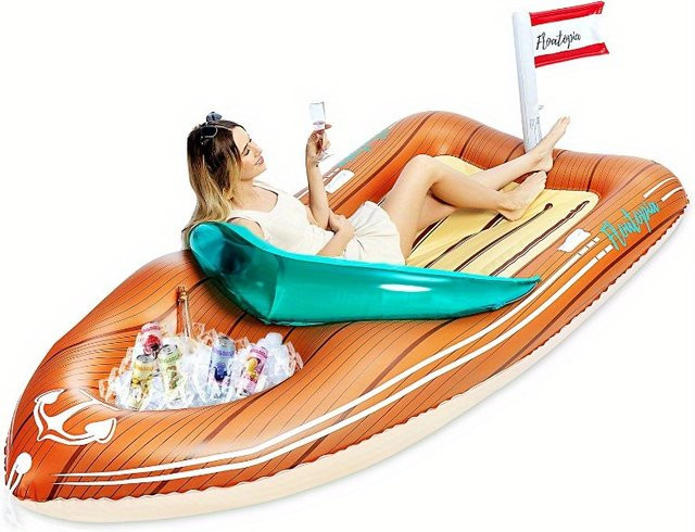 JOYFY Riesiges Boot-Pool-Float mit Kühlfach, aufaufblasbares Boot - Bild 1