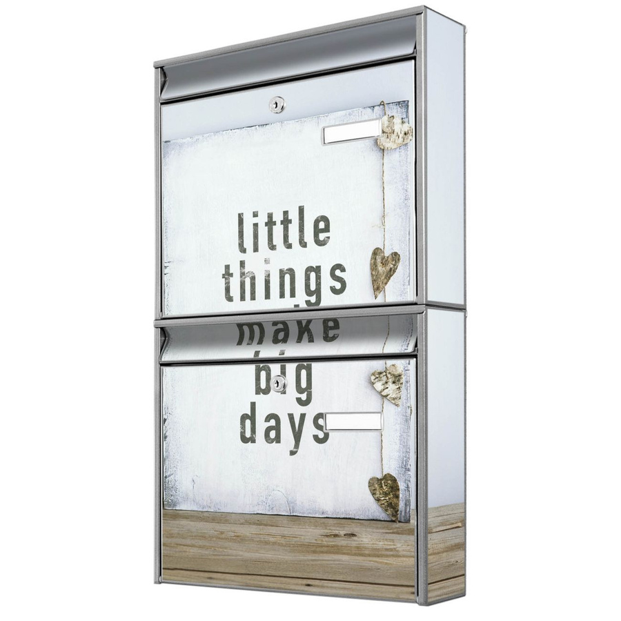 banjado Burg Wächter Doppelbriefkastenanlage in Silber, flexibel erweiterbar mit Motiv Little Things, B/H/T: 64,5 x 36,2 x 10,0 cm - Bild 1