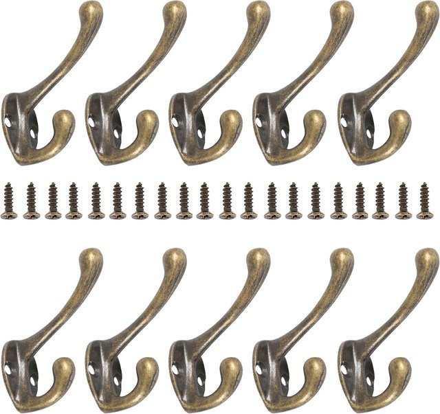 Everso Kleiderhaken zur Wandmontage aus Metall in Bronze, 10 Stück Vintage Kleiderbügel für Badezimmer und Garderobe - Bild 1