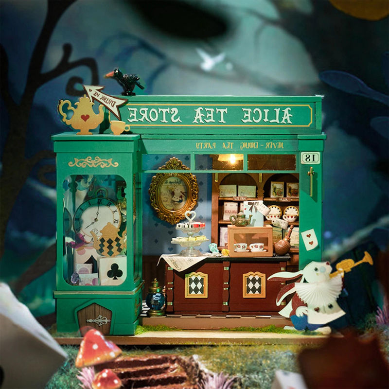 Rolife ROBOTIME 3D-Puzzle Alice's Teeladen DIY Miniaturhaus-Bausatz im Vintage-Stil, Multicolor - Bild 4