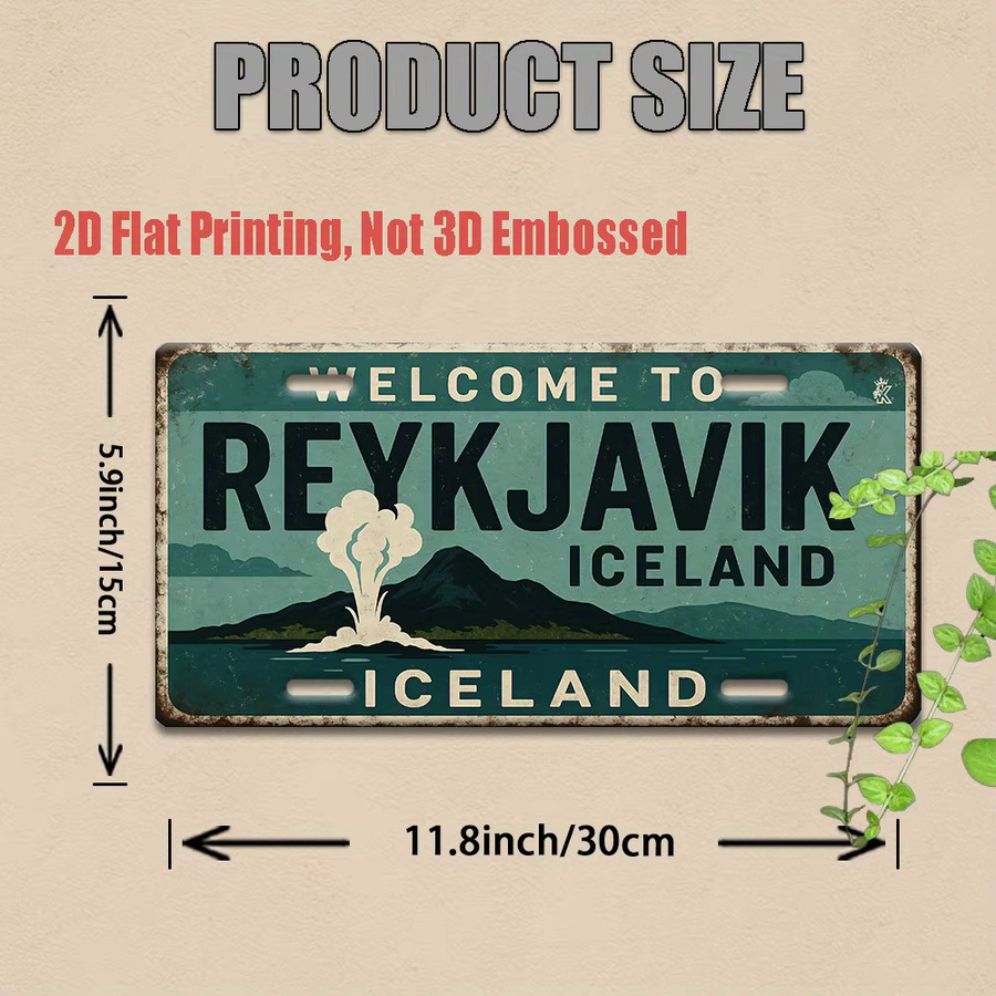 Reykjavik Island Metallschild aus Aluminium mit nordischem Design von CIFBUY, Wandkunst in Mehrfarben, B: 30,0 cm, H: 15,0 cm - Bild 2