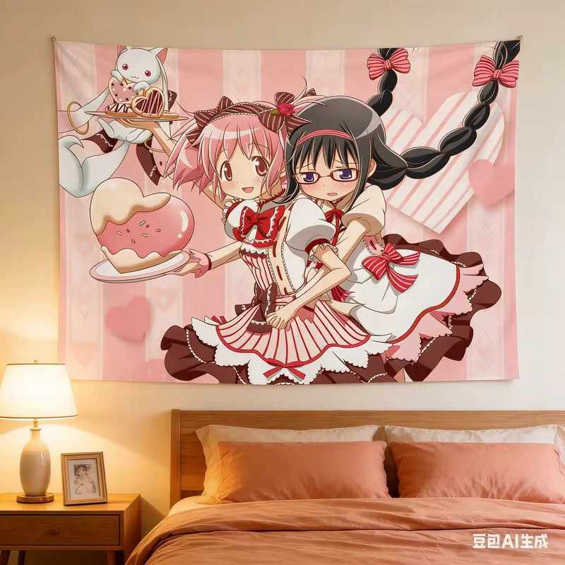 VIKAMA Magical Girl Madoka Magica Anime Wandteppich, Mehrfarbiger Wandbehang für dein Zuhause, Breite: 60 cm, Höhe: 40 cm - Bild 3