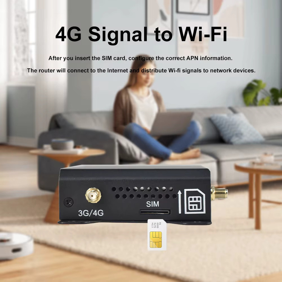 KuWFi 4G LTE Router CAT4 mit 300Mbps, Wireless WiFi, 4 abnehmbare Antennen, WAN LAN RJ45 Port, AP Repeater Modus, Schwarz - Bild 6