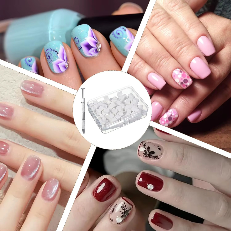 YIKOOLIN Nagelschwämme für Ombre-Nagelkunst mit Metallhalter und Box, White - Bild 5