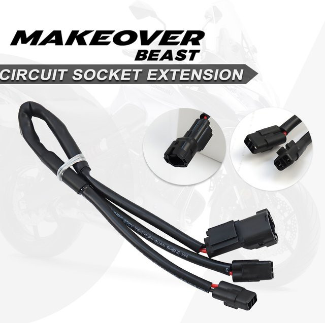 AFNCX Motorrad-Kabelbuchsenverlängerung Quick Connect aus PVC in Schwarz für KAWASAKI Ninja 400, Ninja 500, Ninja 650 und Versys X-300 - Bild 1