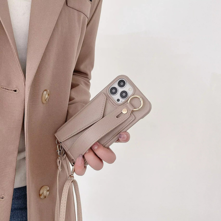 szHAIyu Leder-Crossbody-Handyhülle mit Kartenfach und Umhängeband für iPhone 11 bis iPhone 17 Pro Max, Schwarz - Bild 1