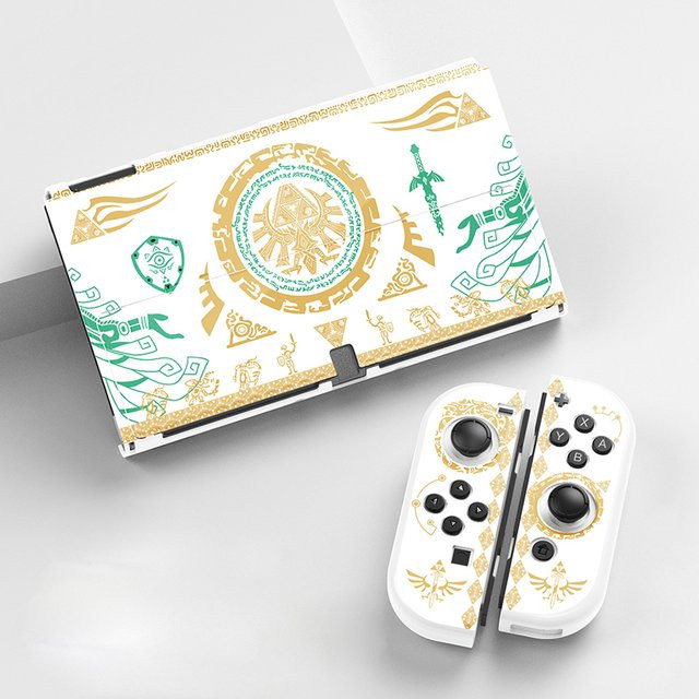 Schutzhülle im Tears of Kingdom Design für Nintendo Switch, Nintendo Switch OLED und Nintendo Switch Lite, Hard PC Cover inklusive JoyCon Controller Case, Weiß - Bild 1