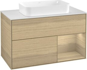 Villeroy & Boch Waschtischunterschrank Finion mit Abdeckplatte in Weiß und Oak Veneer, Breite: 100 cm, Tiefe: 50,1 cm - Bild 1