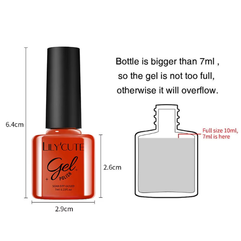 LILYCUTE Gel-Nagellack Ancola Rot Glitzer, 6 x 7 ml, Glänzend - Bild 3