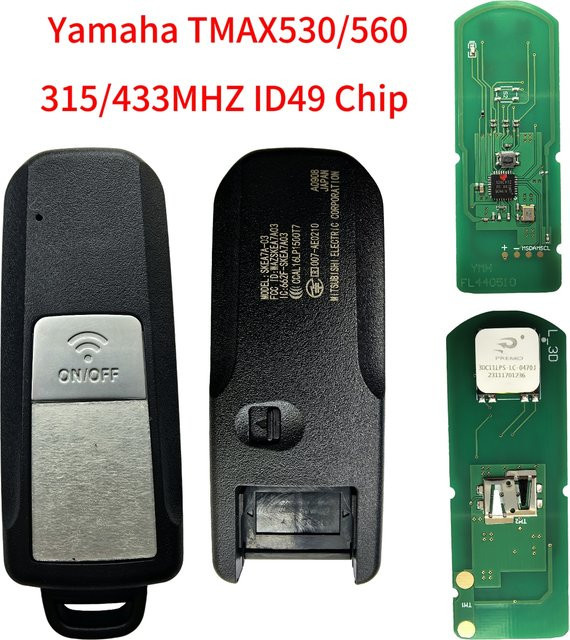 Jingxin Motorrad-Fernschlüssel für Yamaha T-MAX 530/560 (2016–2021), Smart Key ID49 434/315 MHz, Schwarz - Bild 1