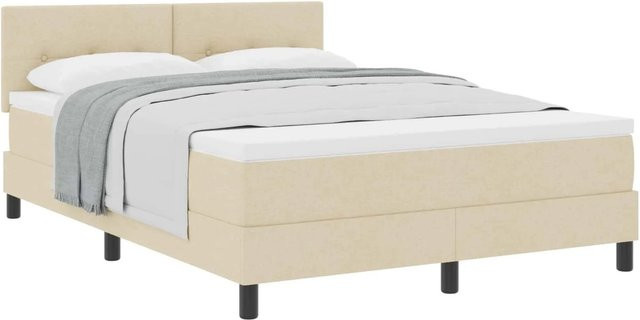 vidaXL Boxspringbett mit Matratze in Beige, Hybrid-Design mit Taschenfederkern, B/T: 140 x 190 cm - Bild 1