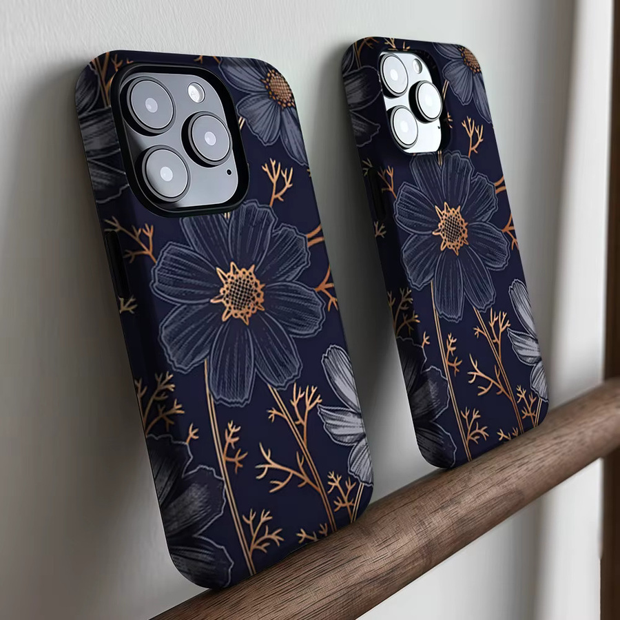 CaseLumi Matte Bumper MagSafe Schutzhülle für iPhone 17 16 15 14 13 Pro Max mit vergoldeten Blumen in Gold - Bild 3