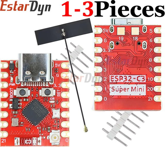 EstarDyn ESP32-C3 SuperMini Plus V2.0 Entwicklungsboard mit WiFi und Bluetooth in Rot - Bild 1