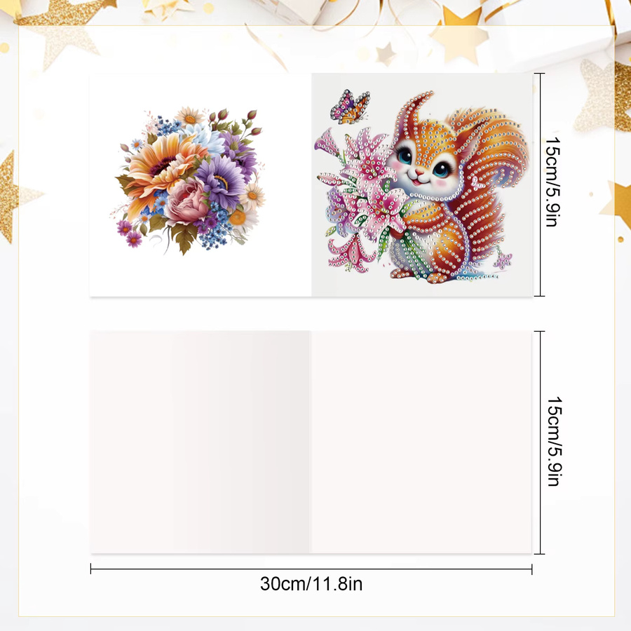 6-teiliges Grußkarten-Set mit Umschlägen für Diamantkunst und Malerei, Motiv Tiere, Multicolor - Bild 2