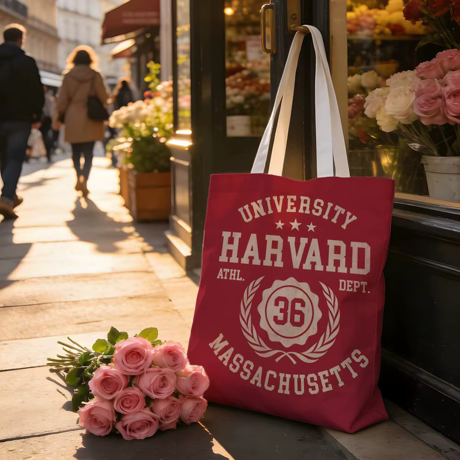 Harvard University Aufbewahrungstasche, waschbare und wendbare Einkaufstasche mit weißen Griffen - Bild 3