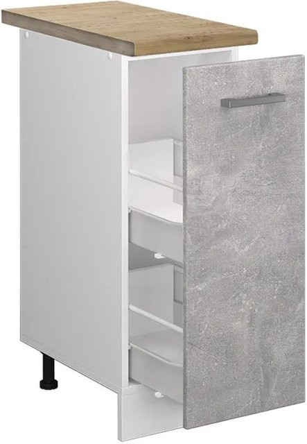 Vicco Apothekerschrank R-Line Medizinschrank für die Küche in Beton/Weiß/Eiche, B/H/T: 30 x 60 x 81,6 cm - Bild 1