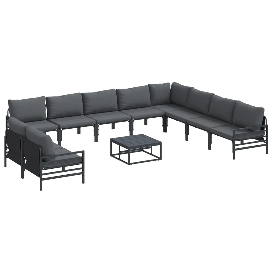 vidaXL Garten-Sofa-Set 11-teilig aus Stahl in Anthrazit - Bild 2