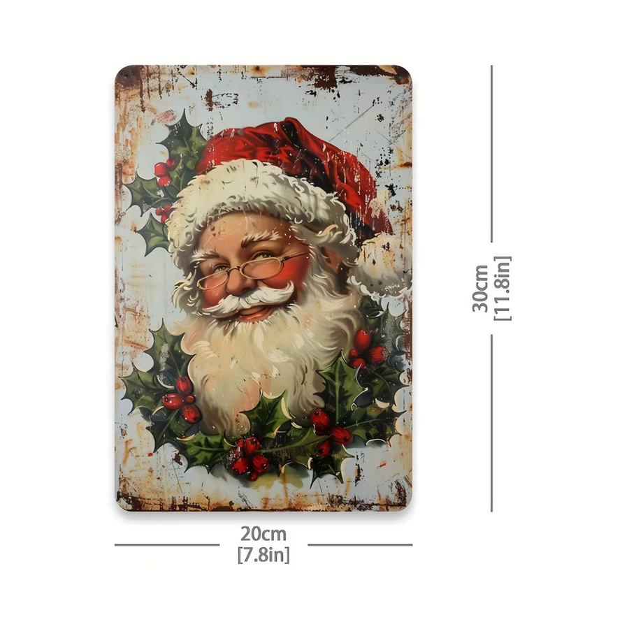 CIFBUY Vintage Weihnachtsmann Metallblechschild als Wandkunst in Mehrfarbig, Rustikale Dekoration, Breite: 20,3 cm, Höhe: 30,5 cm - Bild 3