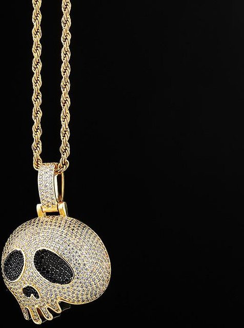 YIRAN Jewelry Halskette, Totenkopf-Anhänger, Kupfer, Zirkon, Herren - Bild 1