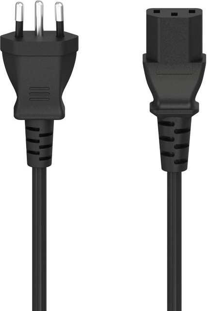 Hama Netzkabel mit Schweizer-Stecker, 3-polige Kaltgeräte-Zuleitung, Schwarz, Länge: 1,8 m - Bild 1