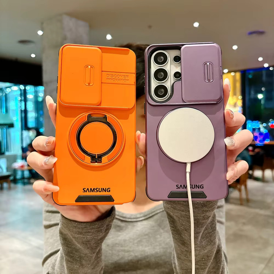 Stoßfeste Samsung Schutzhülle mit magnetischem Kamera-Schutz und Ständer in Purple für Samsung Galaxy S25 S26 Ultra Edge S25FE A56 A36 A26 A17 - Bild 2