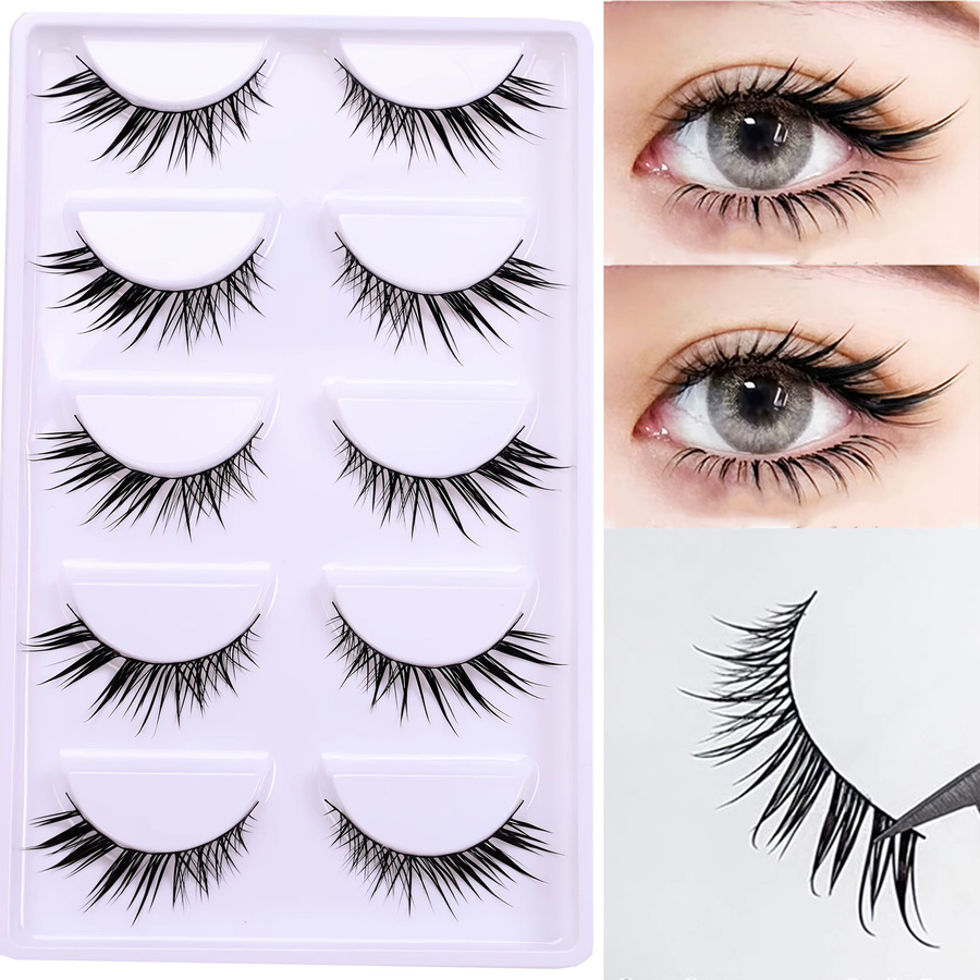 Künstliche Wimpern, 5 Paar, schwarz, natürlich geschwungen - Bild 4