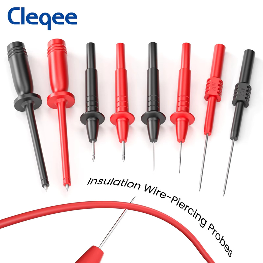 Cleqee P1925 Silikon Multimeter Messleitungen Kit mit Test Sonden, Krokodilklemmen und Messkabeln in Rot - Bild 2