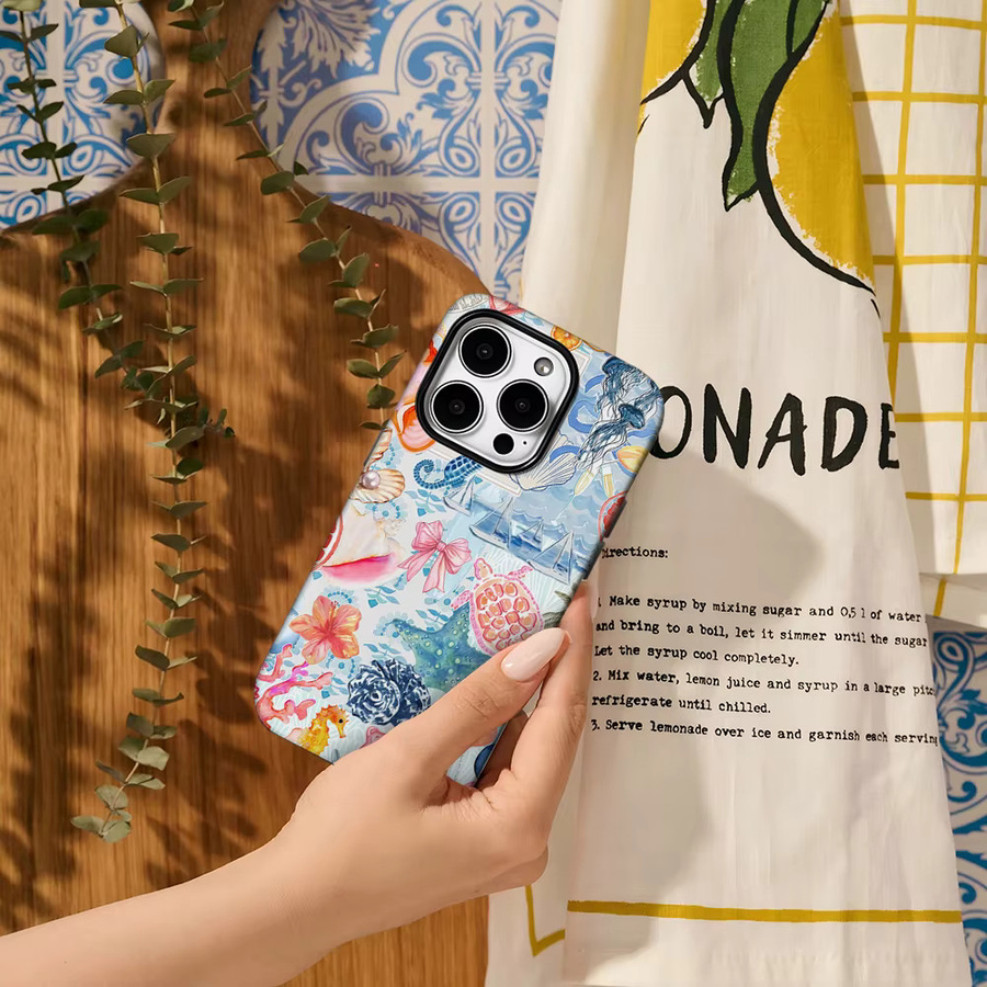 Potdemiel Handyhülle Ocean Life in Blau für iPhone Modelle mit doppelschichtiger Rückseite - Bild 3