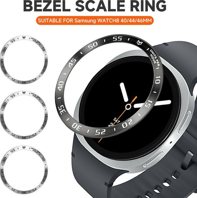CAOWTAN Lünettenring für Samsung Galaxy Watch, Edelstahl, Silber, Unisex - Bild 1