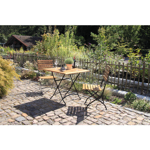 Acamp Set Lindau Gartenmöbel-Gruppe aus Akazienholz und Eisen, 1 Tisch und 2 Stühle, Farbe: Schwarz/Braun, Tisch B/T: 80 x 80 cm - Bild 3