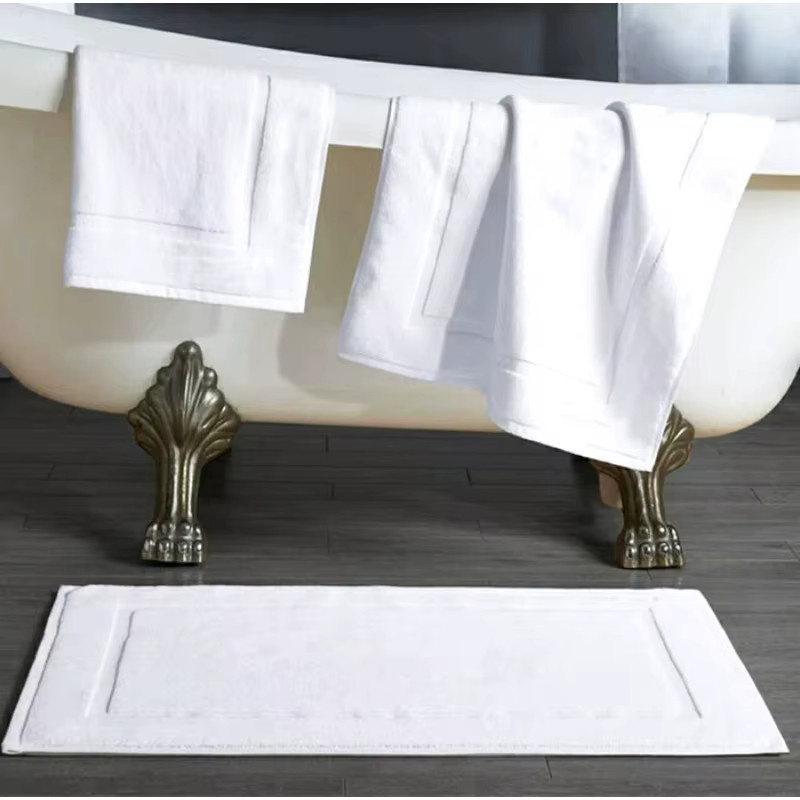 EGW Badezimmer-Bodenmatte aus 100% Baumwolle, weiß, rutschfest und wasserabsorbierend, B/T: 80 x 50 cm - Bild 2