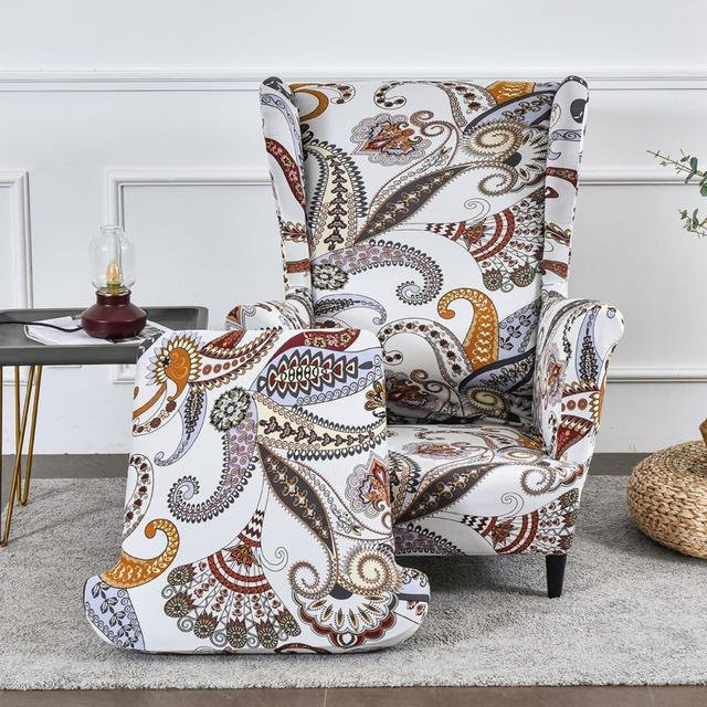S-EMIGA Stretch-Sofabezug für Ohrensessel, 1-teilig, Multicolour, elastischer Möbelschutz aus Polyester und Elastan - Bild 1
