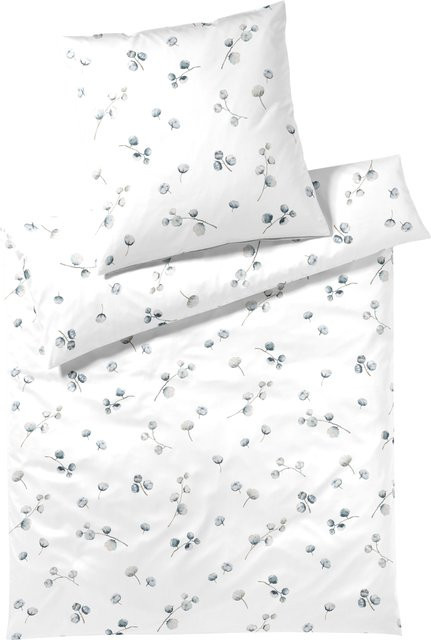 Bettwäsche COTTON FLOWER aus Mako-Satin in Weiß mit floralem Design, B/H: 135 x 200 cm - Bild 1