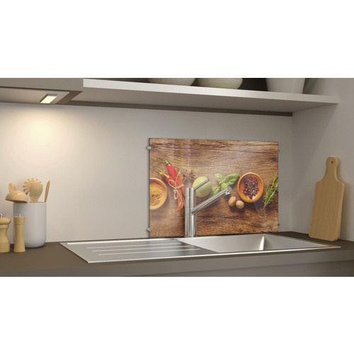 NOVADOORS Glasboard Wooden Spice, mehrfarbig, Glas mit Holzoptik und abstraktem Design, Tiefe: 6,0 cm, Breite: 60,0 cm - Bild 1
