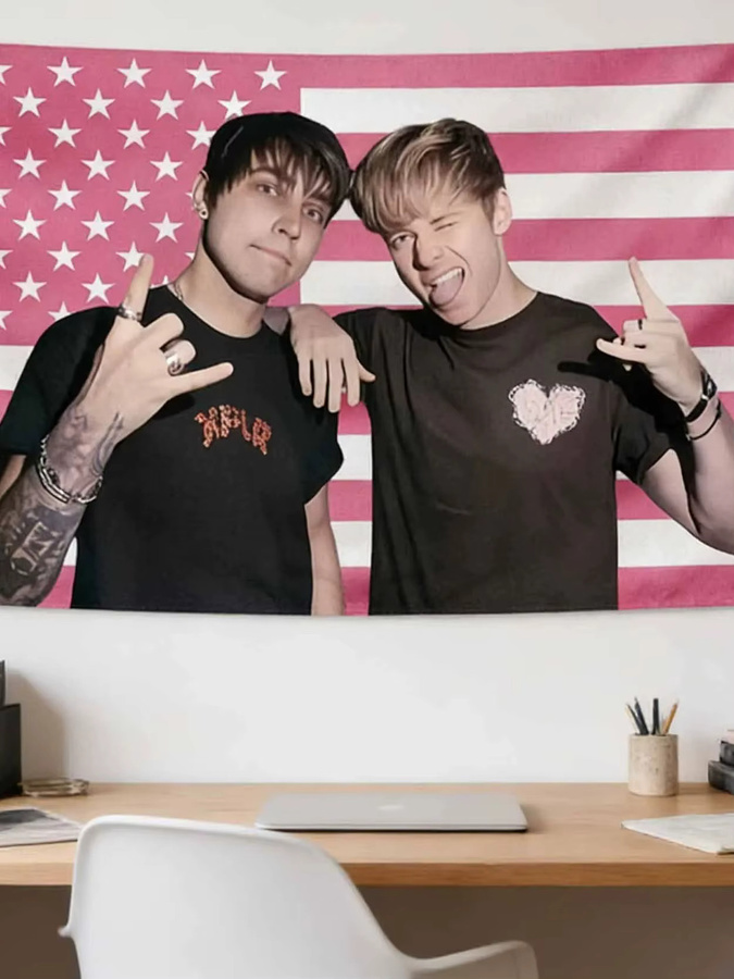 Jake&Johnnie Sam Colby Wandteppich mit amerikanischer Flagge, Sterne und Streifen, Wandbehang in Multicolour, B: 60 cm, H: 40 cm - Bild 5