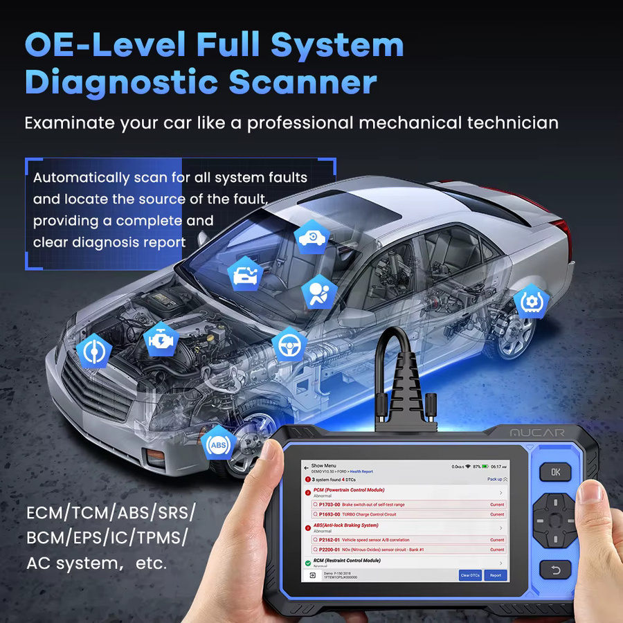 MUCAR 682 Auto OBD2 Scanner in Schwarz mit vollständiger Systemdiagnose, Fehlercodeauslese, bidirektionaler Steuerung und 20 Reset-Funktionen inklusive CANFD-Unterstützung - Bild 3
