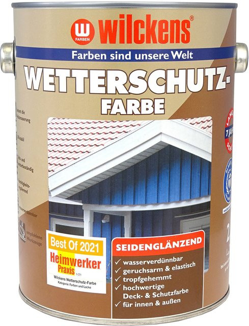 WILCKENS Wetterschutzfarbe für Holz, Wasserbasiert, Weiß, 2,5 l - Bild 1