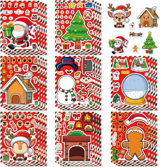 Rspctou Frohe Weihnachten Make a Face Puzzle, Aufkleber, Bunt - Bild 1