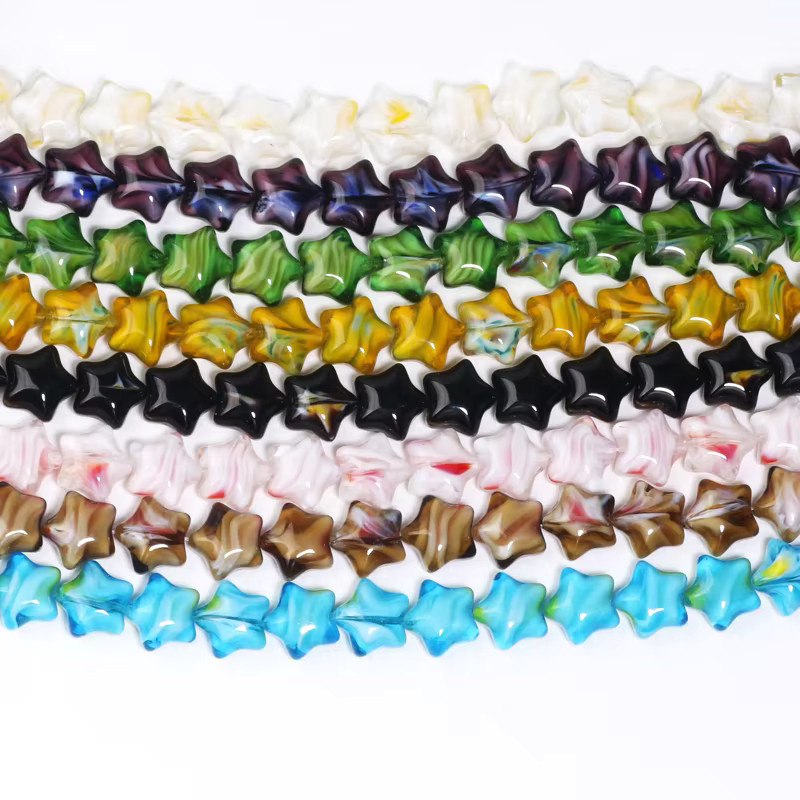 Laudsong Stern-Charms, Lampwork-Glasperlen, 12 mm, bunt, Unisex - Bild 5