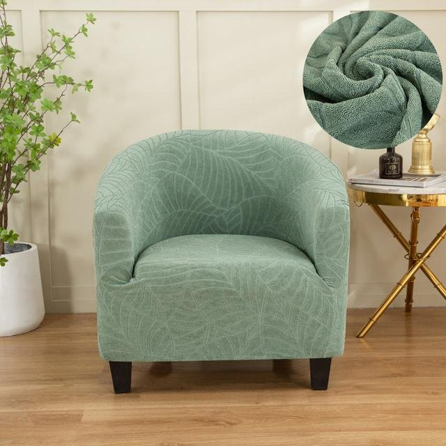 S-EMIGA Clubsessel-Schonbezug aus Jacquard-Spandex in Grün, universeller Stretch-Bezug für Armchairs und Wannensessel, abnehmbar - Bild 1